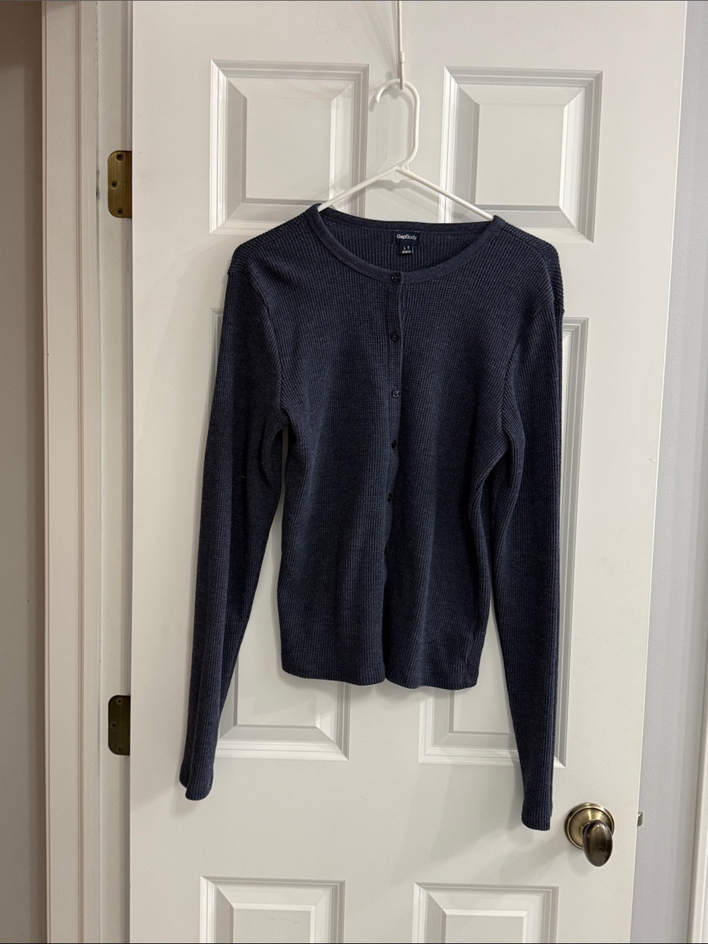 Gap Body Navy Blue Long Sleeve Button-Front Thermal Tee